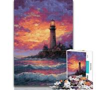 Puzzles for Adults Lighthouse at Sunset 1000 Piece Jigsaw Puzzles for Teenagers Gifts,for Educational Game Challenge Toy Artists Collection, Fine Art 50x75cm