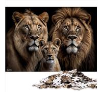 Puzzles for Adults, Lion Family on Black, 1000 Piece Puzzle, Wooden Puzzle for Adults and Kids, Great Gift for Adults, Size (50x75cm)