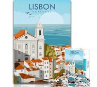 Puzzles for Adults Lisbon Portugal Cityscape 1000 Piece Jigsaw Puzzle for Adults Teens,Birthday Present, Gifts, Wall Art for And Age 14 Years Up 26x38cm