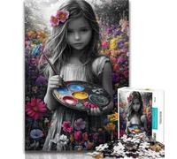 Puzzles for Adults Little Girl Drawing 1000 Piece Jigsaw Puzzles for Adults Gifts,Learning Educational Toys Family Games Enhance Love between Couples 26x38cm