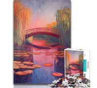 Puzzles for Adults Lotus Pond Jigsaws 1000 Pieces for Teenagers,Toys Educational Games Stress Relieving Wall Decoration 50x75cm