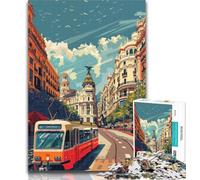 Puzzles for Adults Madrid Street Scene Jigsaws Puzzles 1000 Pieces for Teenagers Gifts,Family Games Christmas Birthday Gifts 26x38cm