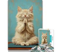 Puzzles for Adults Meditating Cat 1000 Piece Jigsaw Puzzles for Teenagers,Educational Games Home Decoration Deal As Gifts for The Whole Family 26x38cm