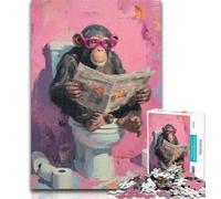 Puzzles for Adults Monkey in The Toilet Jigsaw Puzzles for Adults 1000 Pieces,Educational Stress Relief Toy Great Gifts And Toys 50x75cm