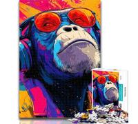 Puzzles for Adults Monkey with Headphones Adult Jigsaws 1000 Pieces Difficult,Challenging Game for The Whole for Women, Gifts for Men 50x75cm