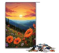 Puzzles for Adults Mountain Landscape with Wild Flowers 1000 Piece Wooden Jigsaw for Kids Age 14 Years Up Home Decoration 1000PCS(75x50cm)