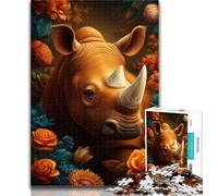 Puzzles for Adults Mysterious Rhino 1000 Pieces Jigsaw Puzzles for Adults And Teens,gifts for Friends And Family for Age 14 50x75cm