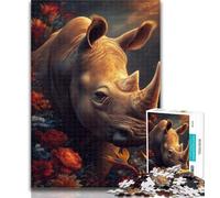 Puzzles for Adults Mysterious Rhino Puzzles 1000 Pieces for Teenagers,Decompressing Intellectual Educational Toy Birthday Present, Gifts 26x38cm