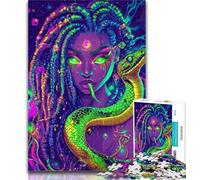 Puzzles for Adults Neon Anime Snake Girl Adult Jigsaws 1000 Pieces Difficult,Challenging Game for The Whole for Women, Gifts for Men 26x38cm