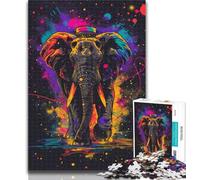 Puzzles for Adults Neon Astronaut Elephant Jigsaw Puzzles for Adults,Toys Educational Games Stress Relieving Great Gifts And Toys 50x75cm