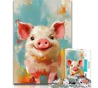 Puzzles for Adults Pig Baby Painting Adult Jigsaw Puzzles 1000 Pieces,Family Game Stress Reliever Difficult Challenge Great Gifts And Toys 26x38cm
