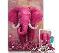 Puzzles for Adults Pink Elephant Jigsaw Puzzles for Adults,for Educational Game Challenge Toy Artists Collection, Fine Art 26x38cm