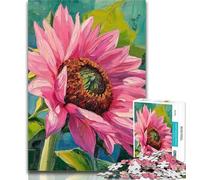 Puzzles for Adults Pink Sunflower 1000 Piece Jigsaw Puzzles for Teenagers,Classic Educational Games Beautiful Decoration 26x38cm