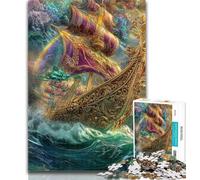 Puzzles for Adults Pirate Ship 1000 Pieces Jigsaw Puzzles For Teens And Adults,Learning Educational Toy for Is Ideal As A Gift for The Whole Family 26x38cm