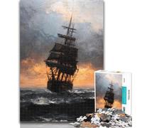 Puzzles for Adults Pirate Ship Oil Painting 1000 Piece Jigsaw Puzzles for Adults Gifts,Challenging Game And Family Play Secret Santa Gifts 50x75cm