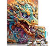 Puzzles for Adults Psychedelic Art Dragon Jigsaw Puzzle 1000 Pieces for Teenagers,Educational Game Challenge Toy for Women And Men 50x75cm