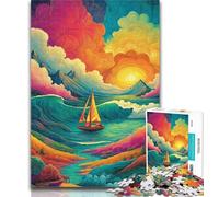 Puzzles for Adults Psychedelic Boat Jigsaws Puzzles 1000 Pieces for Teenagers Gifts,Train Your Brain And Hands Birthday Present, Gifts 50x75cm