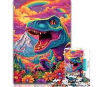 Puzzles for Adults Psychedelic Dinosaur 1000 Piece Jigsaw Puzzles for Adults Gifts,Educational Game Challenge Toy for Women And Men 50x75cm