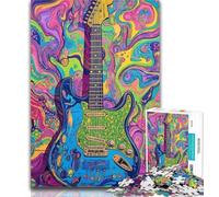 Puzzles for Adults Psychedelic Guitar Jigsaws Puzzles 1000 Pieces for Adults Gifts,Family Entertainment Toys Is Ideal As A Gift for The Whole Family 26x38cm