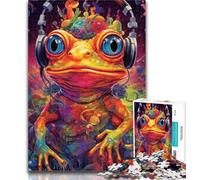 Puzzles for Adults Psychedelic Music Frog Adult Jigsaw Puzzles 1000 Pieces,Family Game Stress Reliever Difficult Challenge Great Gifts And Toys 26x38cm