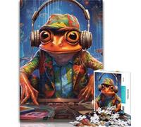 Puzzles for Adults Psychedelic Music Frog Puzzles for Adults 1000 Pieces,Birthday Present, Gifts, Wall Art for And Age 14 Years Up 50x75cm