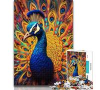 Puzzles for Adults Psychedelic Peacock Adult Jigsaws 1000 Pieces Difficult,Toys Educational Games Stress Relieving Artists Collection, Fine Art 50x75cm