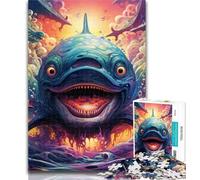 Puzzles for Adults Psychedelic Shark Jigsaw Puzzles for Adults,for Educational Game Challenge Toy Artists Collection, Fine Art 50x75cm