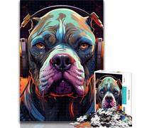 Puzzles for Adults Pug with Headphones 1000 Piece Jigsaw Puzzles for Adults Gifts,with Matching Poster And Trivia Sheet for Age 14 26x38cm