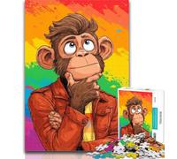 Puzzles for Adults Rainbow Gorilla 1000 Piece Jigsaw Puzzles for Teenagers Gifts,for Educational Game Challenge Toy Artists Collection, Fine Art 26x38cm