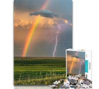 Puzzles for Adults Rainbow Lightning Jigsaw Puzzles for Teenagers,Toys Educational Games Stress Relieving Parent-child Interaction 26x38cm