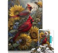 Puzzles for Adults Red Bird Sunflower 1000 Pieces Jigsaw Puzzle for Adults& Teens,Vibrant And Unique Design Relaxing & Challenging Puzzle Experience 50x75cm