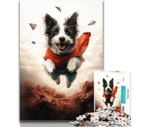 Puzzles for Adults Running Border Collie Puzzles 1000 Pieces for Teenagers,Decompressing Intellectual Educational Toy Birthday Present, Gifts 50x75cm
