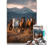 Puzzles for Adults Running Horse Adult Jigsaws 1000 Piece,with Fully Interlocking Randomly Shaped Pieces for And 14 Years Old 26x38cm