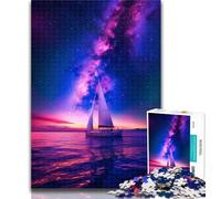 Puzzles for Adults Sailboat on The Sea Under The Galaxy Jigsaw Puzzles for Adults 1000 Piece,Fun Activity for Home, Rainy Days Toys, Birthday Gifts 50x75cm