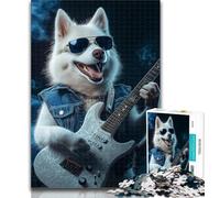 Puzzles for Adults Samoyed Playing Guitar 1000 Pieces Jigsaw Puzzles for Adults And Teens,gifts for Friends And Family for Age 14 50x75cm
