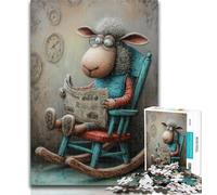 Puzzles for Adults Sheep Reading Newspaper Jigsaw Puzzle 1000 Pieces for Teenagers,Educational Game Challenge Toy for Women And Men 26x38cm