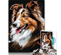 Puzzles for Adults Shetland Sheepdog Adult Jigsaws 1000 Piece,with Fully Interlocking Randomly Shaped Pieces for And 14 Years Old 26x38cm