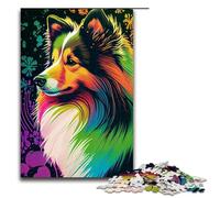 Puzzles for Adults Shetland Sheepdog Color 1000 Piece Wooden Jigsaw for Kids Age 12 Years Up Home Decoration 1000 PCS