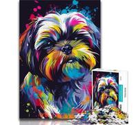 Puzzles for Adults Shih Tzu Neon Puzzles for Teenagers 1000 Pieces,Relax Games Is Ideal As A Gift for The Whole Family (26x38cm)