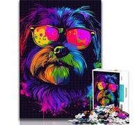 Puzzles for Adults Shih Tzu Neon Puzzles for Teenagers 1000 Pieces,Relax Games Is Ideal As A Gift for The Whole Family 26x38cm