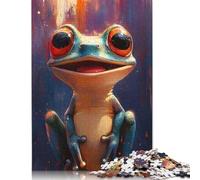 Puzzles for Adults Smiling Frog Painting 500 Piece Jigsaw Puzzles Wood Jigsaw for Adults And Age 18 Years Up Impossible Puzzle 500pcs (52x38cm)