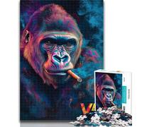 Puzzles for Adults Smoking Chimpanzee 1000 Piece Jigsaw Puzzles for Adults Gifts,Educational Game Challenge Toy for Women And Men 26x38cm