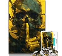 Puzzles for Adults Smoky Skull Adult Jigsaws 1000 Piece,with Fully Interlocking Randomly Shaped Pieces for And 14 Years Old 50x75cm