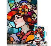 Puzzles for Adults Stained Glass Woman Puzzles 1000 Pieces for Adults,Wall Decoration Unique Birthday And Xmas Gifts Suitable for And 14 50x75cm