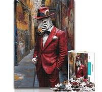 Puzzles for Adults Suit Zebra Adult Jigsaw Puzzles 1000 Pieces,Family Game Stress Reliever Difficult Challenge Great Gifts And Toys 26x38cm