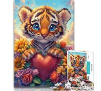 Puzzles for Adults Sunflower Tiger Jigsaw Puzzles for Adults,Toys Educational Games Stress Relieving Great Gifts And Toys 26x38cm