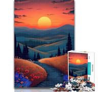 Puzzles for Adults Sunset on The Road 1000 Piece Jigsaw Puzzles for Teenagers,Toys Educational Games Stress Relieving Enhance Love between Couples 50x75cm