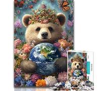 Puzzles for Adults Teddy Bear Holding The Earth Jigsaws 1000 Pieces for Teenagers,Decompressing Intellectual Educational Toy Great Gifts And Toys 50x75cm