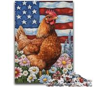 Puzzles for Adults Teens 1000 Pieces American Flag Rooster Challenging Game And Family Play for Is Ideal As A Gift for The Whole Family 26x38cm