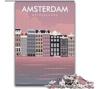 Puzzles for Adults Teens 1000 Pieces Amsterdam Netherlands Travel Print,Educational Stress Relief Toy for Is Ideal As A Gift for The Whole Family 38x52cm
